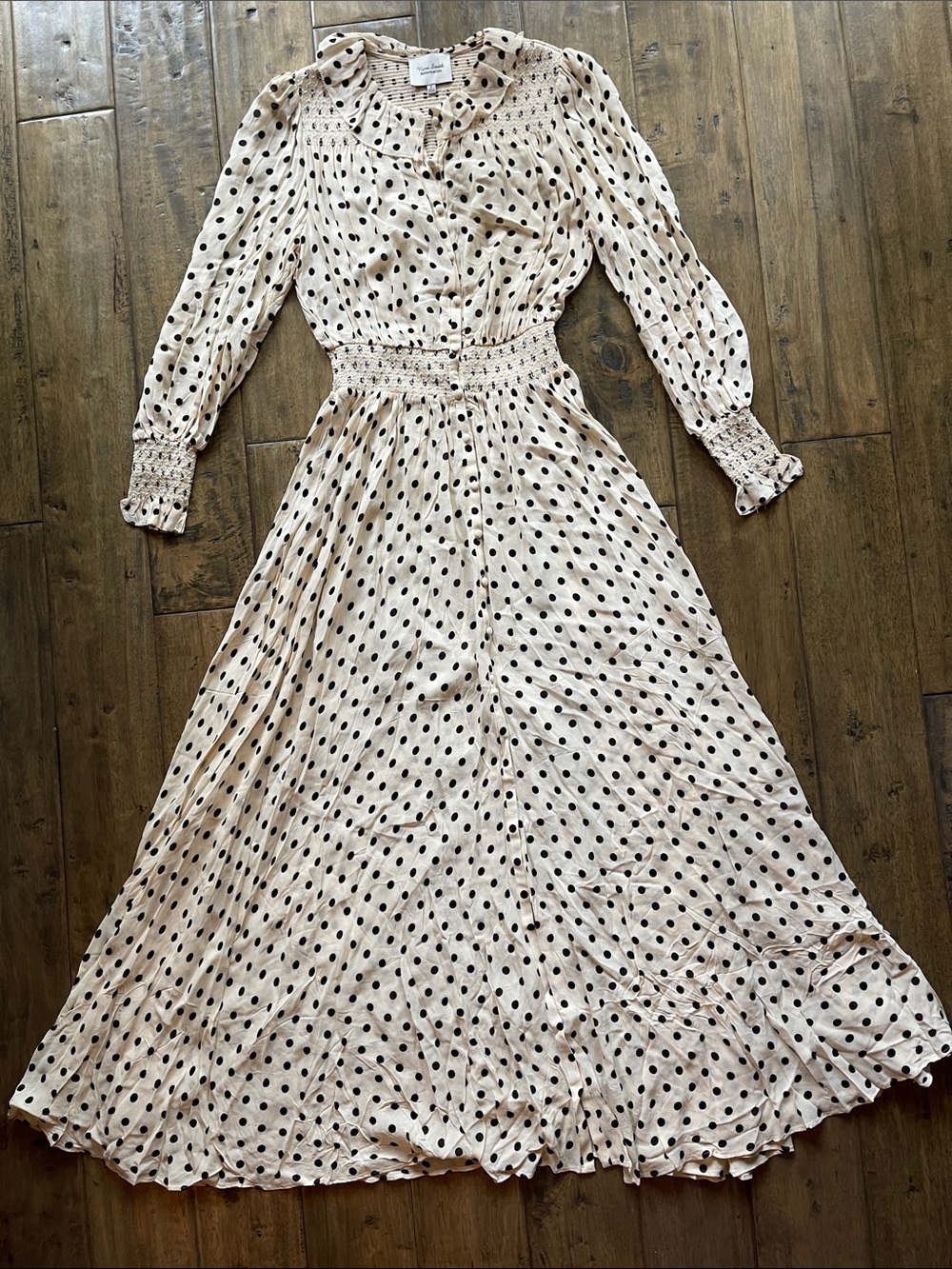 Reformation x Nara Smith Brown Sugar Ruffle Polka Dot Midi Dress - Picture 6 of 10
